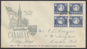 1959 #384 NATO 10th Anniversary FDC Middlesex Stamp Circle Cachet London CDS