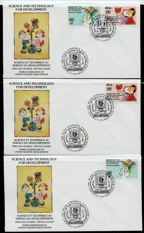 UN 1992 SCIENCE & TECHNOLOGY   WFUNA CACHET BYSAUL MANDEL ON 19 FIRST DAY COVERS 