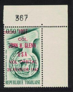 Togo Colonel Glenn's Space Flight CARMINE Surch Corner 1962 MNH SC#421a SG#301a