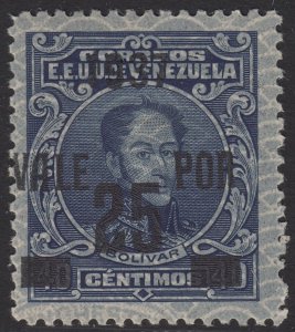 Venezuela 1937 25c on 40c Indigo. M Mint. Scott 318, SG 461