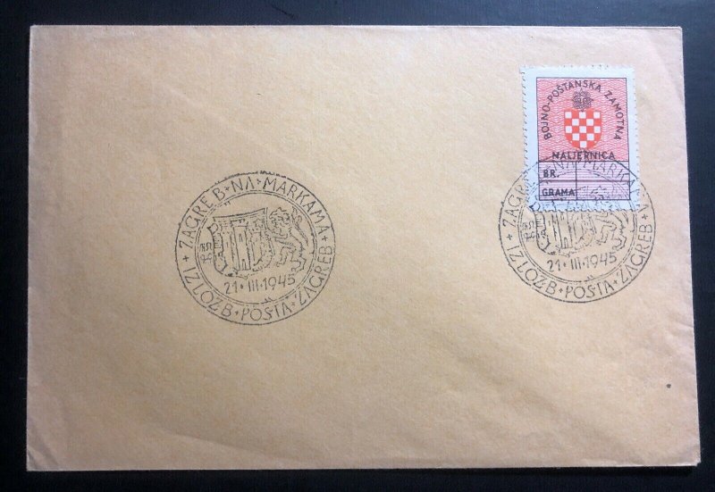 1945 Zagreb Croatia Germany State Cover Postal Battalion Stamp