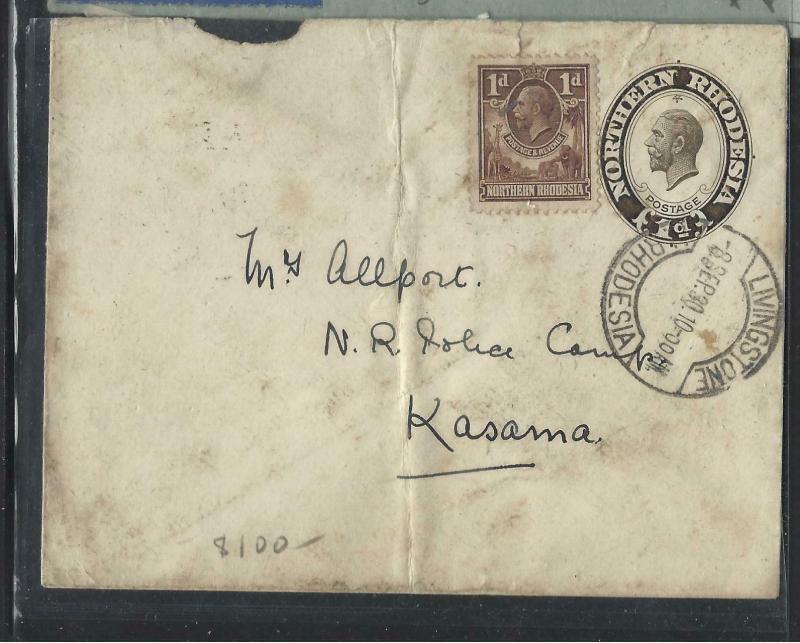 NORTHERN RHODESIA  (P1703B)  1930 KGV PSE 1D+1D LIVINGSTONE TO KASAMA