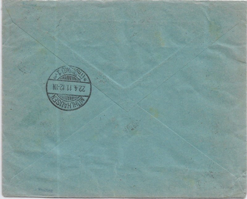 1912 Saffi, German Offices in Morocco to Muhlhausen, Germany Registered (HS1125)