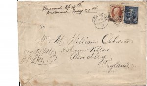 Chicago, IL to Bewdley, England 1889 Sc #216 & 217 on Large Cover (48844)