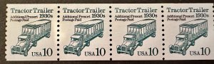 US # 2457 Tractor Trailer 10c coil strip of 4  1991 Mint NH