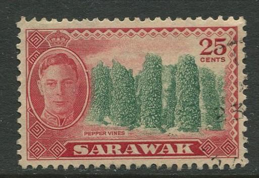 Sarawak -Scott 190 - KGVI Definitives - 1950 - VFU - Single 25c Stamp