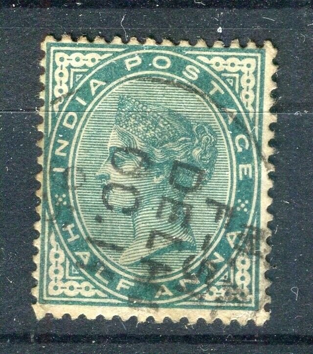INDIA; 1890s early classic QV issue fine used 1/2a. value fair Postmark