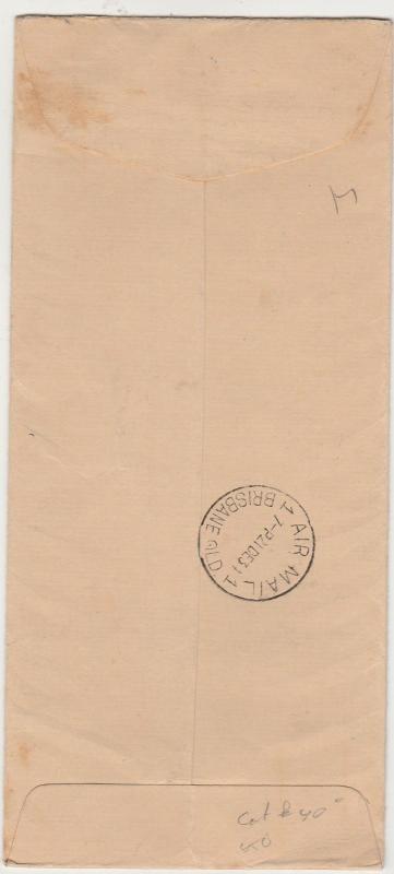 GREAT BRITAIN 1934 KGV SEAHORSES 2/6 AIRMAIL COVER TO AUSTRALIA 