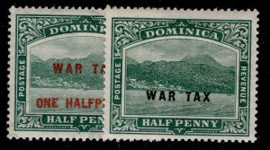 DOMINICA GV SG55 + 56, 1916-18 WAR TAX, M MINT. Cat £15.