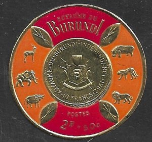 BURUNDI 1965 2fr+50c Coin Reverse GOLD FOIL Circle Semi Postal Sc B15 MNGAI