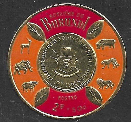 BURUNDI 1965 2fr+50c Coin Reverse GOLD FOIL Circle Semi Postal Sc B15 MNGAI