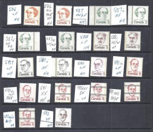 Canada # 586/592 18 MOSTLY MINT NH DIFFERENT CARICATURE DEFINITIVES BS28190