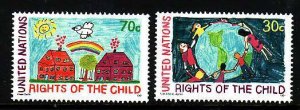 United Nations New York-Sc#593-4- id8-unused NH set-Rights of the Child-1991-