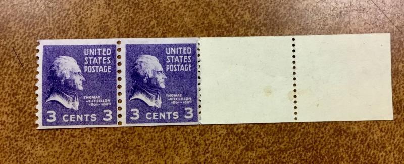 {BJ STAMPS}  Sc # 842 PREXIE Paste Up Coil w/Leader - MNH   Coil pair