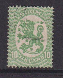 Finland    #86  used  1919  Arms  10p  green  Unwmk.  Perf. 14