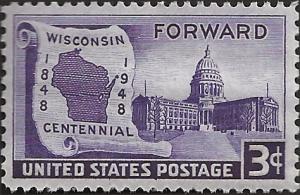 # 957 MINT NEVER HINGED WISCONSIN STATEHOOD 100TH ANNIV.