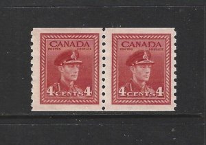 CANADA - #281 - 4c KING GEORGE VI WAR ISSUE COIL MINT PAIR MNH