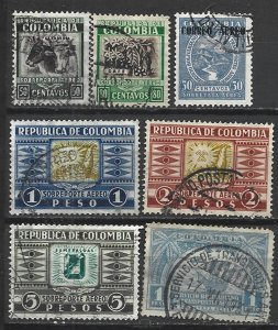 COLLECTION LOT 15452 COLOMBIA 7 AIR MAIL STAMPS 1928+  CV+$17