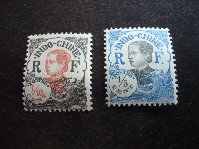 Stamps - French Indo-China - Scott# 94-95 - Mint Hinged Partial Set of 2 Stamps