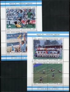 ARGENTINA SCOTT# 1569-70 MNH FULL SHEETLETS OF 8 EACH WORLD CUP SOCCER AS SHOWN