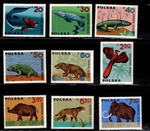 Poland Scott 1395-1403 MNH** Dinosaur stamp set