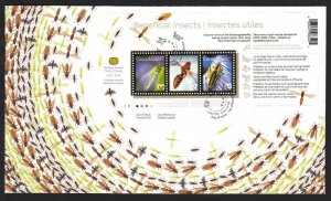 BEE, WASP, BUG, INSECTS = Souvenir Sheet of 3 stamps Official FDC Canada 2012