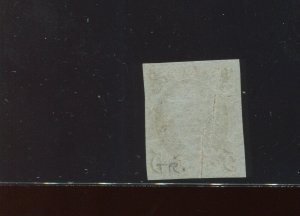 1 Var Franklin Imperf Used Stamp with DRAMATIC PRE-PRINTING PAPER FOLD (1-A15)