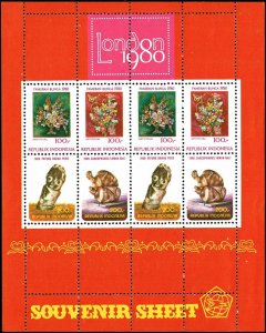 Indonesia 1980 MNH Stamps Souvenir Sheet Scott 1080 Flowers Animals Turtles Art