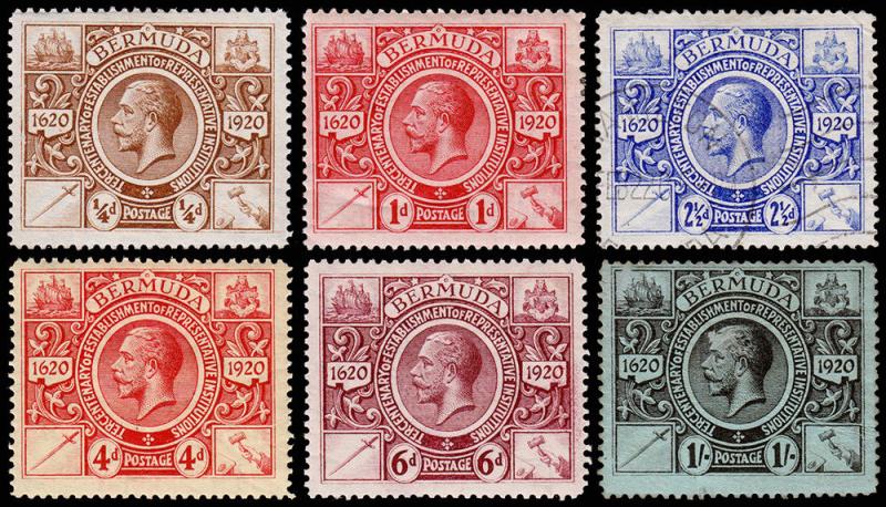 Bermuda Scott 71, 73, 75, 77-79 (1921) Mint/Used H F-VF, CV $88.75 M