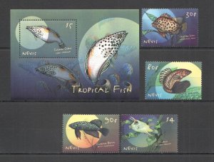 SS0205 NEVIS FAUNA MARINE LIFE TROPICAL FISH 1BL+1SET MNH