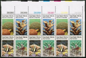 1980 Coral Reefs Plate Block Of 12 15c Postage Stamps, Sc# 1827-1830, MNH, OG