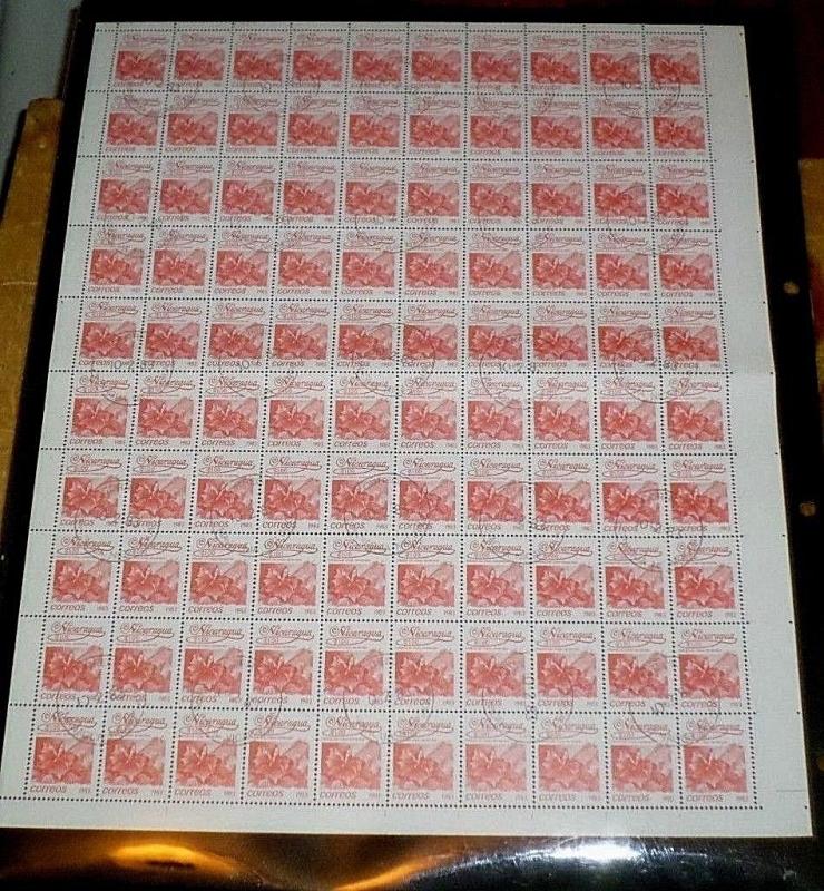 NICARAGUA,1983, FLOWERS, ORCHIDS, 1.00c, SHEET/100, SCARCE!, CTO,#10 NICE! LQQK!