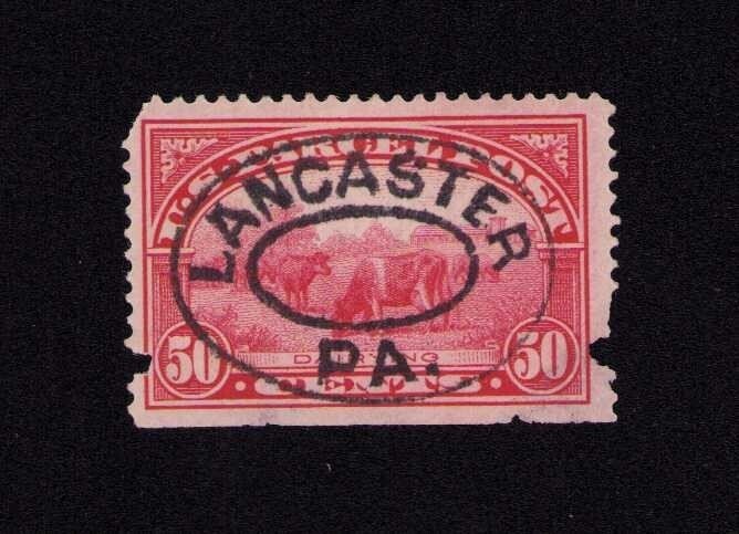 Q10 Dairying 50¢ Parcel Post Stamp Used 1913 Lancaster PA Cancel