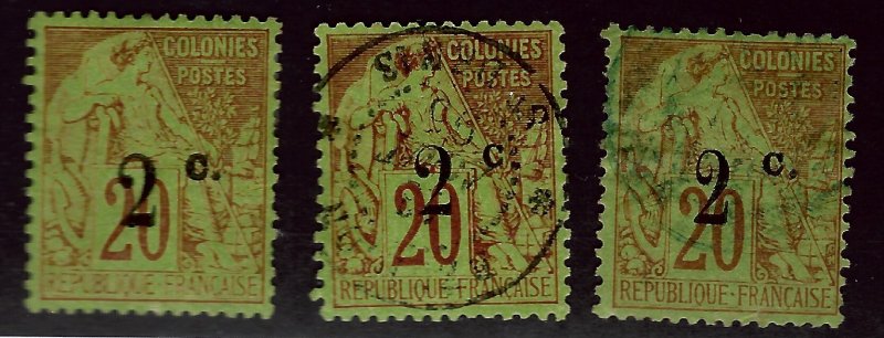 French Reunion SC#53 Mint; #54-55 Used F-VF hr SCV$31.75...Worth a Close Look!!