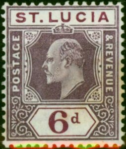 St Lucia 1905 6d Dull Purple & Violet SG72b Chalk Fine MM (3)