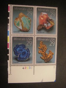 Scott 2700-2703 or 2703a, 29c Minerals, PB4 #42232 1 LL, MNH Commemorative Beaut