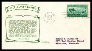 US 936 Coast Guard Pent Arts Typed FDC