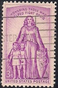 1087 3 cent Polio, March of Dimes VF used