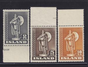 Iceland Scott # 229a - 231a set VF mint never hinged cv $ 200 ! see pic !