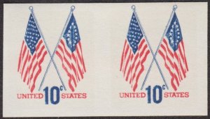 1973 IMPERF PAIR MNH 10¢ CROSSED FLAGS COIL #1519a, F-VF, CURRENT CATALOG $35