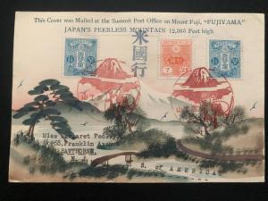 1936 Fujiyama Japan Karl Lewis Scenic Cancel Cover To Hawthorne NJ USA