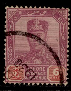 MALAYSIA - Johore GV SG110, 6c dull purple & claret, FINE USED.