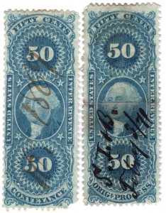 United States Scott #R54c,R60c USED PH NG, very nice 1862-71.