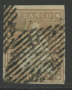 Switzerland 20 Zst. 22B Strubel Federal grill cancels four white margins top ...