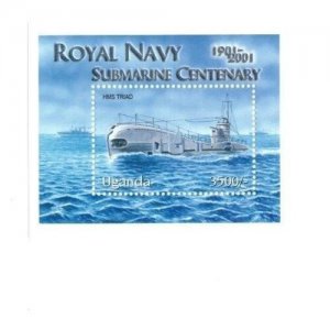 Uganda 2001 - Royal Navy Submarine - Souvenir Stamp Sheet - Scott #1727 - MNH