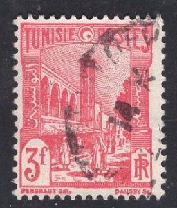 Tunisia   #186  used  1946  mosque Tunis  3fr  rose pink