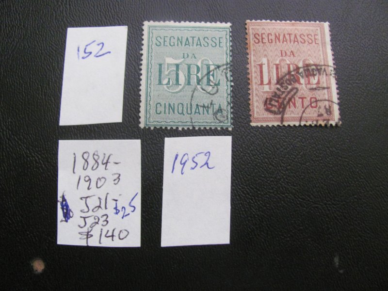 ITALY 1884-1903 USED SC J21, J23 FINE $140 (152)