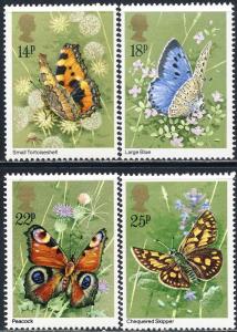 Great Britain 1981 Sc 941-4 Fauna Butterfly Insect Stamp MNH