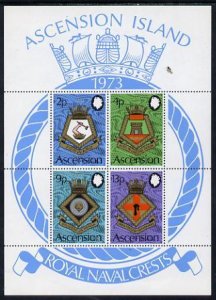 ASCENSION IS - 1973 - Royal Naval Crests #5 - Perf Min Sheet - Mint Never Hinged