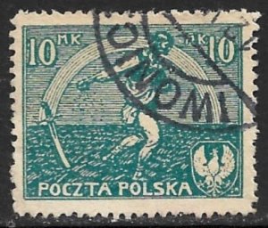POLAND 1921 10m PEACE TREATY with RUSSIA Issue Sc 154 VFU